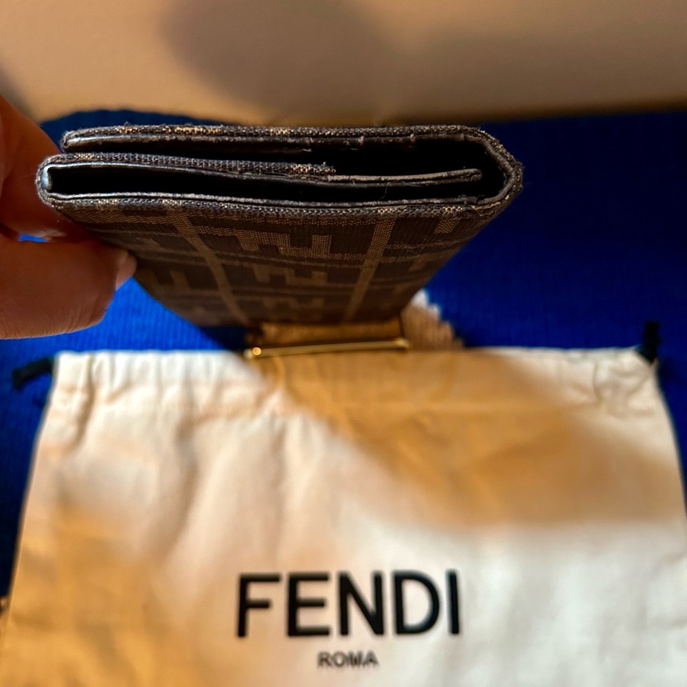 Fendi Zucca FF Chocolate Leather - Canvas Print Long Wallet With Dust Bag - Picture 8 of 9